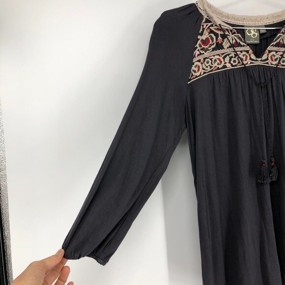 Anthropologie One  September Nightingale Tassel Blouse in grey "Carbon" XS - Picture 10 of 15
